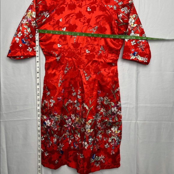 Stunning vintage retro silk floral slit kimono dress - Picture 5 of 6